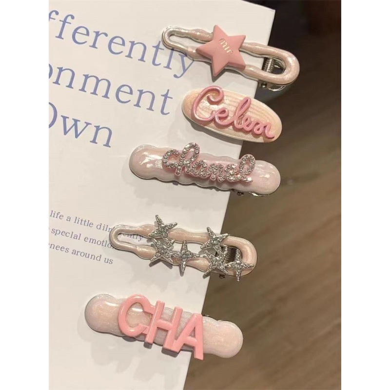 Kẹp Tóc Trang Trí Chữ Đính Đá zircon Màu Hồng Dễ Thương Thời Trang 2023