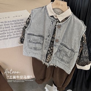 Áo vest denim trẻ em mới mùa thu năm 2023