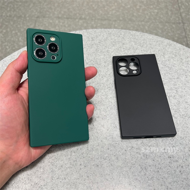 Ôp Điện Thoại Silicon Dẻo Hình Vuông Màu Đen Nhám Sang Trọng Cho iphone 15 14 13 12 11 pro max 14plus Vỏ