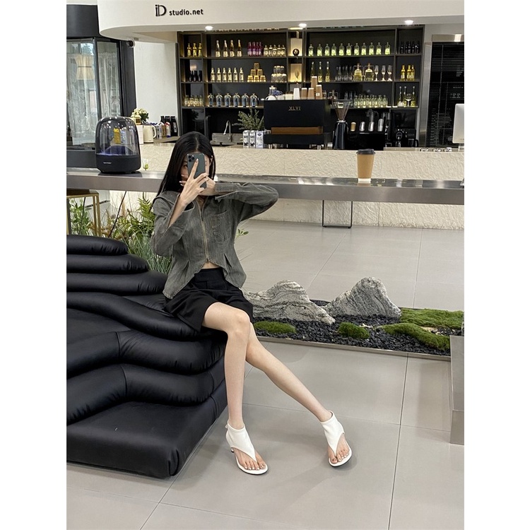 Giày Cao Gót Mũi Nhọn Phối Khóa Kéo Sau Thời Trang Dành Cho Nữ