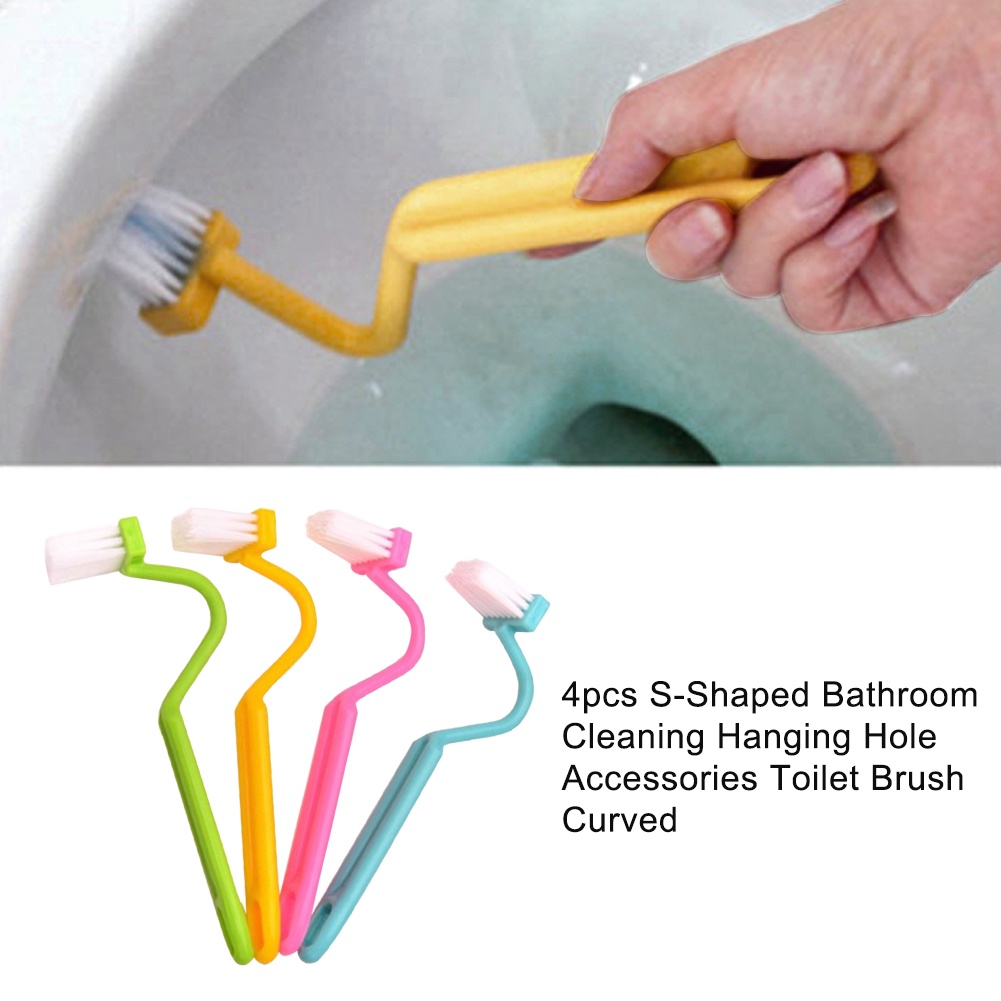 Set 4 Cọ Vệ Sinh toilet Dạng Cong Có Lỗ Treo Màu Sắc Ngẫu Nhiên