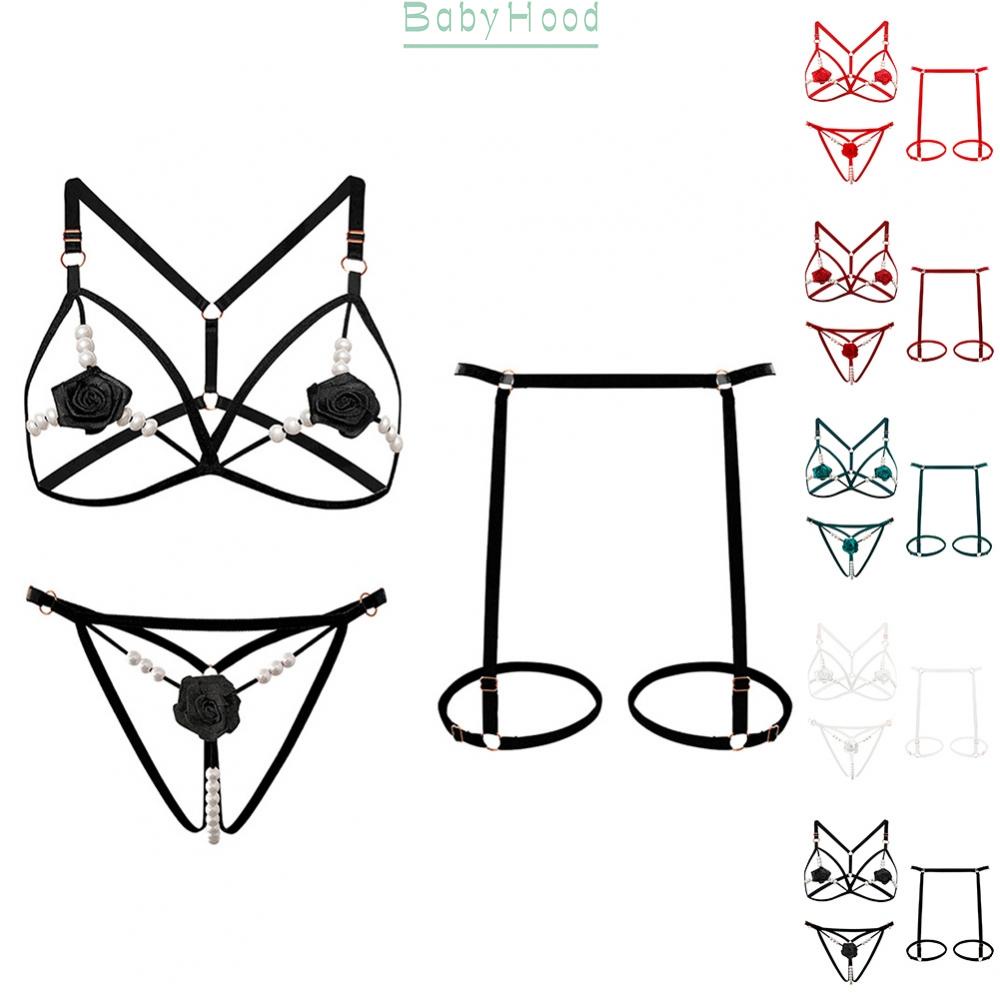 Sexy Lingerie Female Thong Sexy Rose Suit  Fishnet Tights Sexi Lace Garter strap#BBHOOD