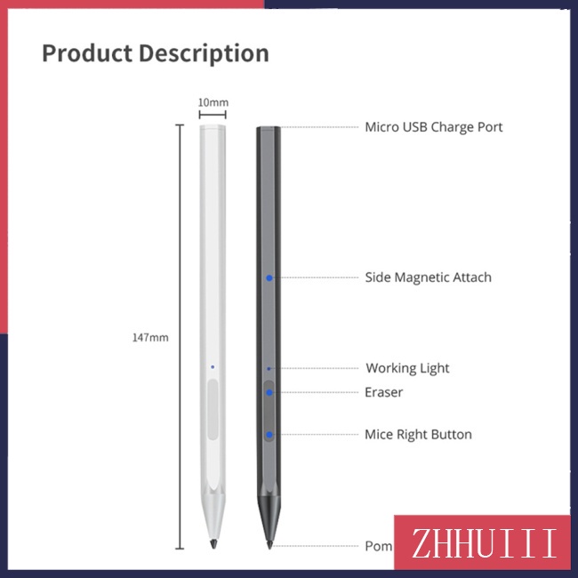 Bút Cảm Ứng Từ Tính jt 4096 Cho surface pro 3 / 4 / 5 / 6 / 7 pro x tablet