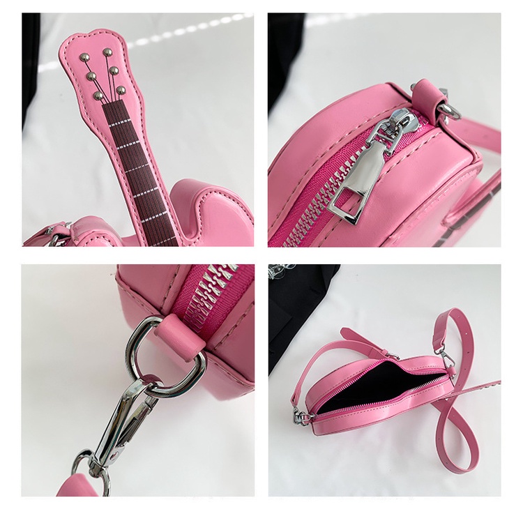 Túi Đeo Chéo Ngực Phong Cách Phương Tây In Họa Tiết Đàn guitar Vui Nhộn Thời Trang Cho Nữ