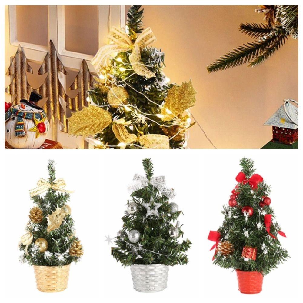 Cây Thông Giáng Sinh mini Bằng pvc Có Đèn led Trang Trí Bàn Làm Việc 20cm 30cm 40cm