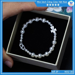 Lắc tràng hạt m32 - vòng mân côi bạc ta - quà tặng công giáo nscgvn