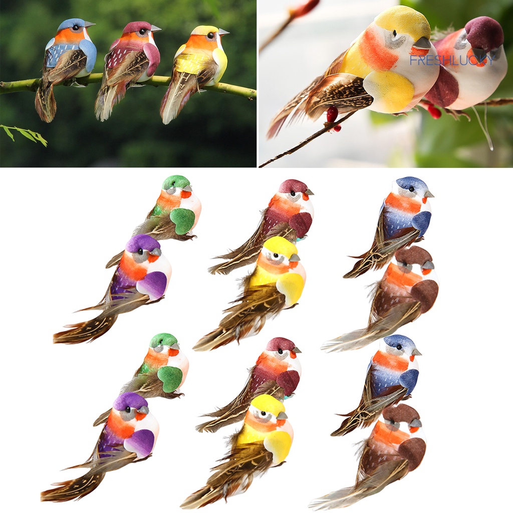 Bộ 12 Chú Chim Giả Bằng Xốp Dùng Trang Trí Sân Vườn