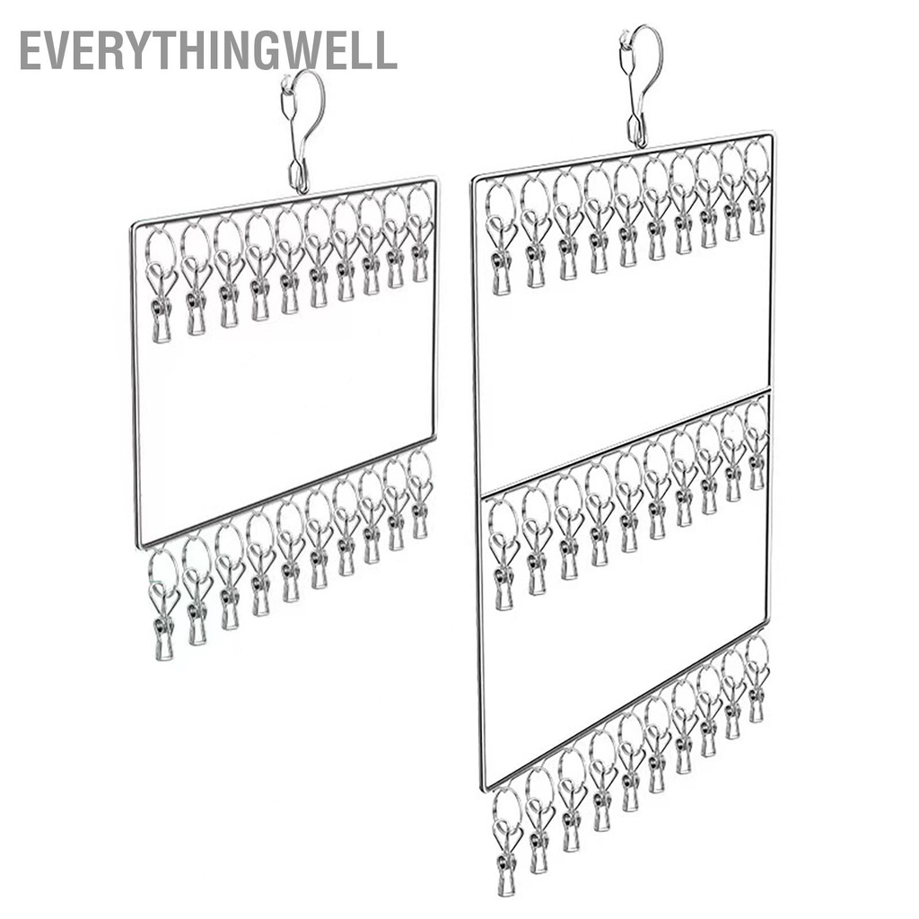 EverythingWell Giá phơi đồ bằng thép không gỉ Nhiều lớp treo quần áo Ký túc xá tại nhà Ban công đỡ chống gió