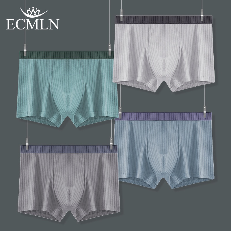 Ecmln Quần Lót Boxer cotton Màu Trơn Thoáng Khí Thân Thiện Với Làn Da Cho Nam Cỡ l-4xl