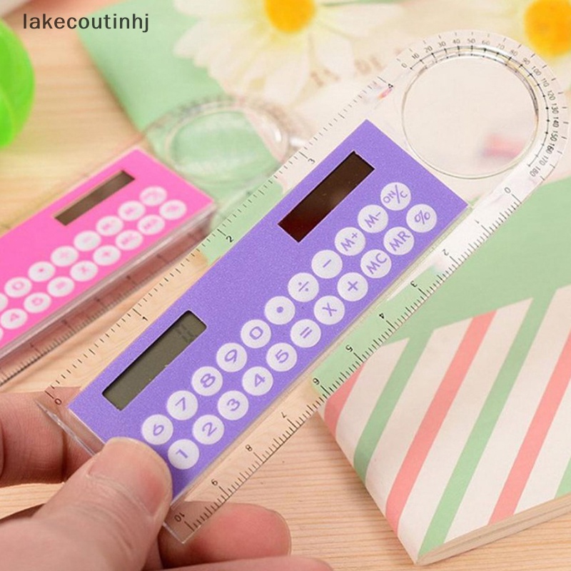 Lu Bán Chạy Thước Đo Thẳng mini Siêu Mỏng Với Máy Tính Năng Lượng Mặt Trời 10cm Cho Văn Phòng Trường Học
