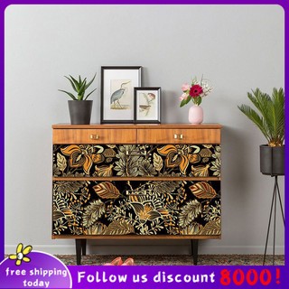 Se7ven✨Vintage Wallpaper Furniture Sticker Leather Cabinet Refurbishment Sticker Premium Waterproof Moistureproof Wallpaper Cabinet Self adhesive Wallpaper American Style MDWV