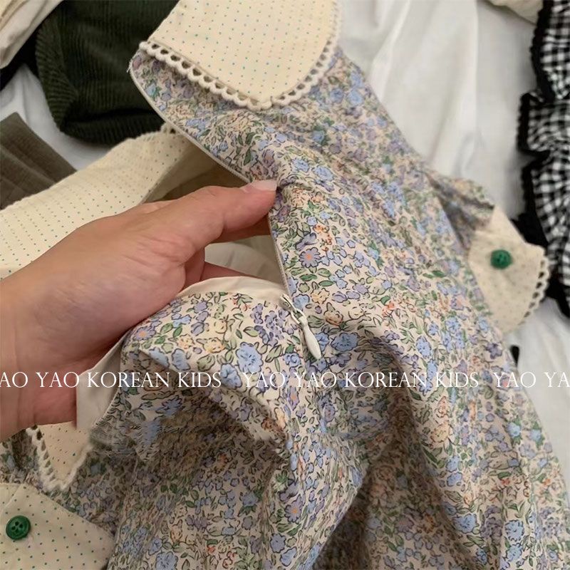 Đầm Hoa Tay Dài Dáng Rộng Thời Trang Mùa Thu Mới 2023 Cho Bé Gái