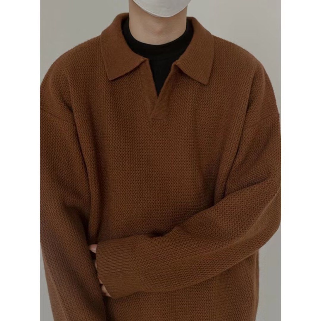 Áo sweater Dệt Kim Tay Dài Cổ polo Thời Trang Mùa Đông Cho Nam