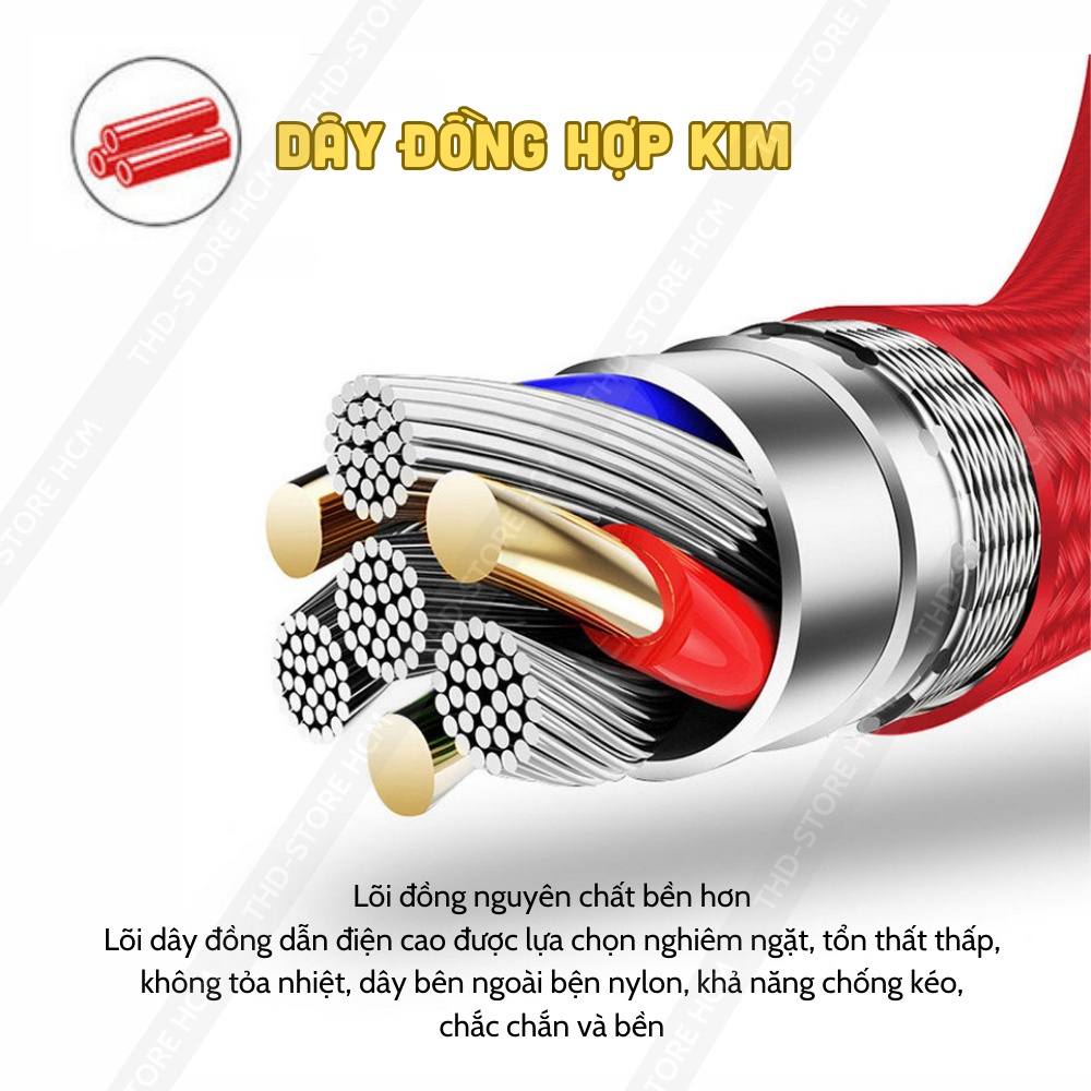 Cáp sạc 3 đầu X82 G01 dây dù lõi đồng hợp kim nhôm không nóng máy cho các dòng điện thoại