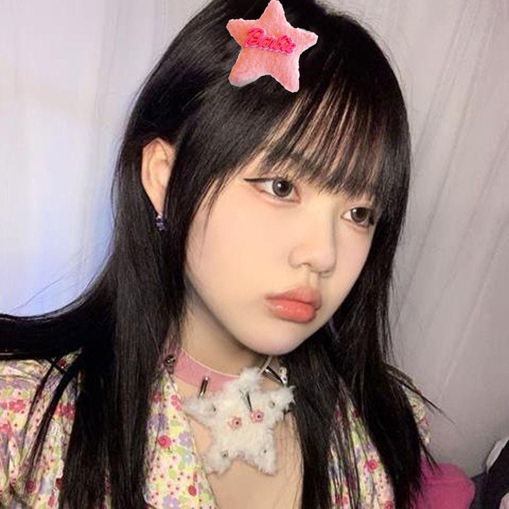 Kẹp Tóc Nơ Hình Ngôi Sao Năm Cánh Bằng Lông Nhung Màu Hồng Kiểu Công Chúa Dễ Thương Xinh Xắn