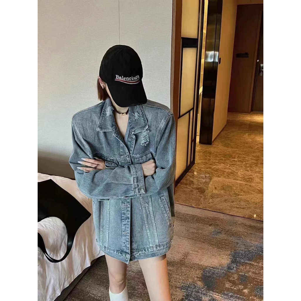 Áo Khoác denim Thêu Chữ Hạng Nặng Mới Mùa Thu