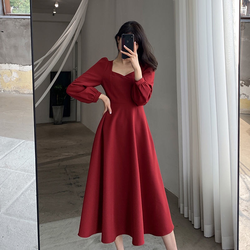 Đầm Dài Tay Cổ Chữ v Màu Đen Thanh Lịch Dành Cho Nữ c11983