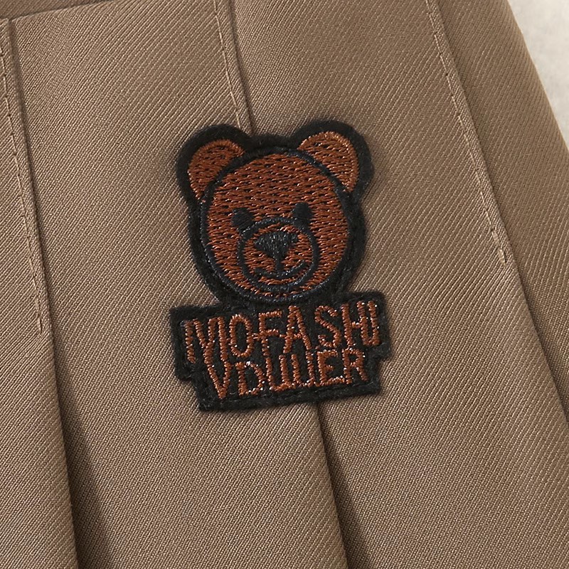 Chân Váy Xếp Ly Màu Trơn In Họa Tiết Hoạt Hình Chú Gấu Dễ Thương Thời Trang Xuân Thu Cho Bé Gái