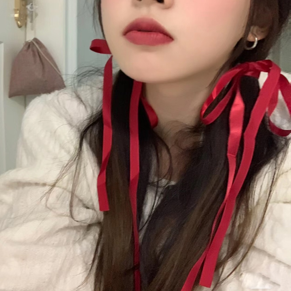 Dây Cột Tóc Lụa Dài Thắt Nơ Bướm Màu Kẹo Ngọt Dễ Thương Sáng Tạo diy