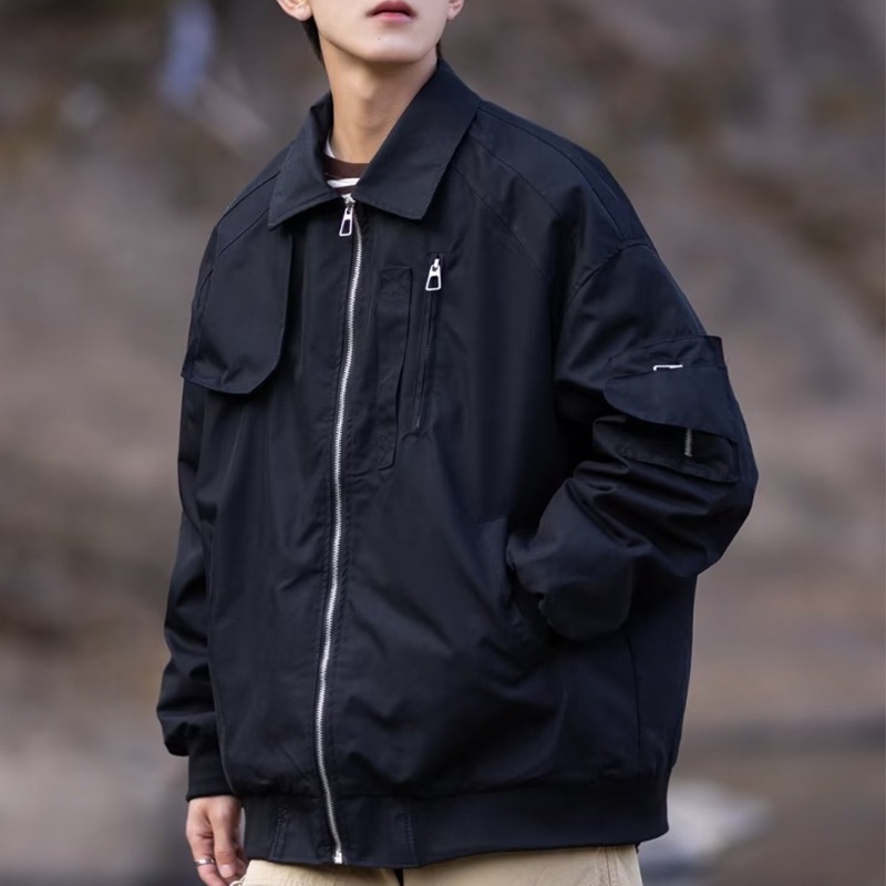 Áo Khoác Dáng Rộng Màu Đen Phong Cách Nhật Bản Thời Trang Xuân Thu Cho Nam Và Nữ