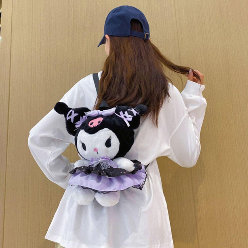 Pinou Ba Lô Bông Hình kuromi Hoạt Hình melody Sức Chứa Lớn Cho Nữ