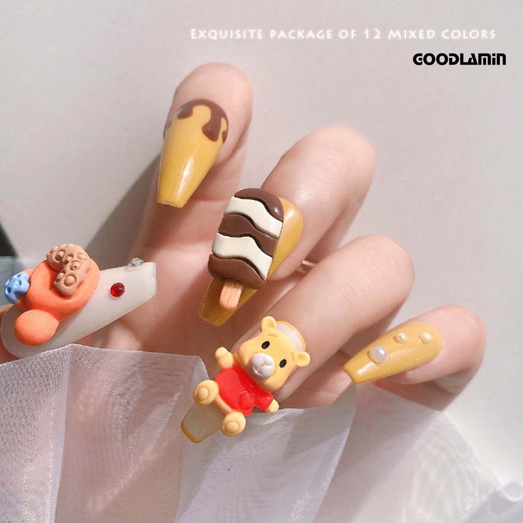 Set 12 Phụ Kiện Trang Trí Móng Tay Hình Hoạt Hình Dễ Thương diy