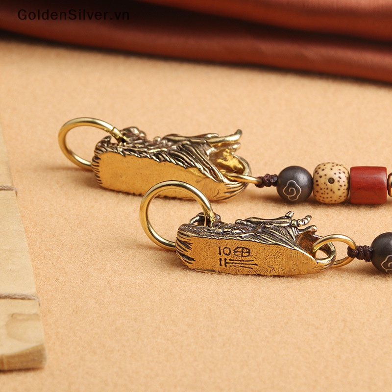 Goldsilver s / l Móc Khóa Điện Thoại Di Động Mặt Hình Đầu Rồng Bằng Đồng Thau Phong Cách Trung Hoa