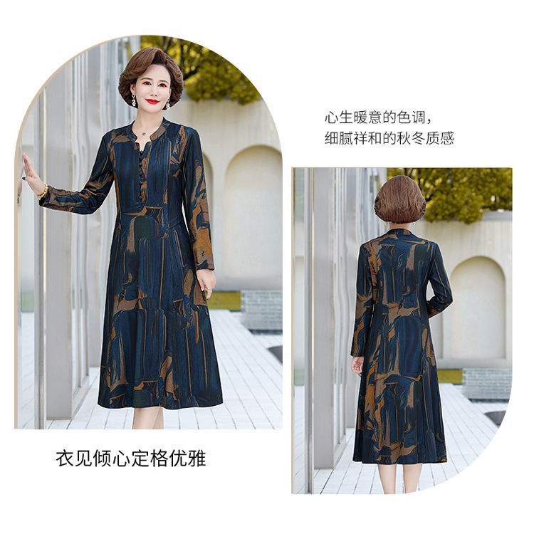 Đầm Phong Cách Phương Tây Thời Trang Xuân Thu Mới 2022 Cho Phụ Nữ Trung Niên