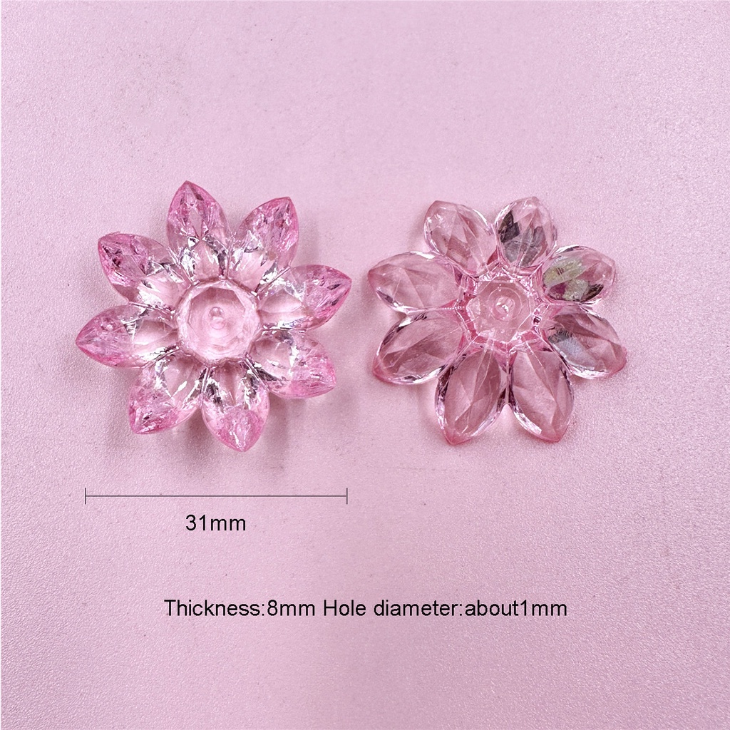 Set 5 Hạt Cườm Nhựa acrylic Trong Suốt Hình Hoa Sen 31mm Làm Trang Sức diy