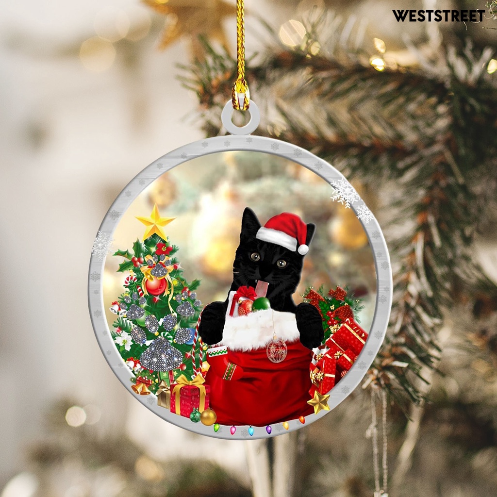 Phụ Kiện Treo Trang Trí Giáng Sinh Hình Mèo Đen Dễ Thương