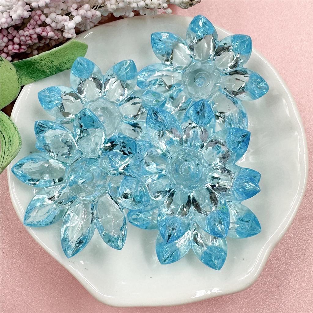 Set 5 Hạt Pha Lê acrylic Trong Suốt Hình Hoa Sen 31mm Làm Trang Sức diy