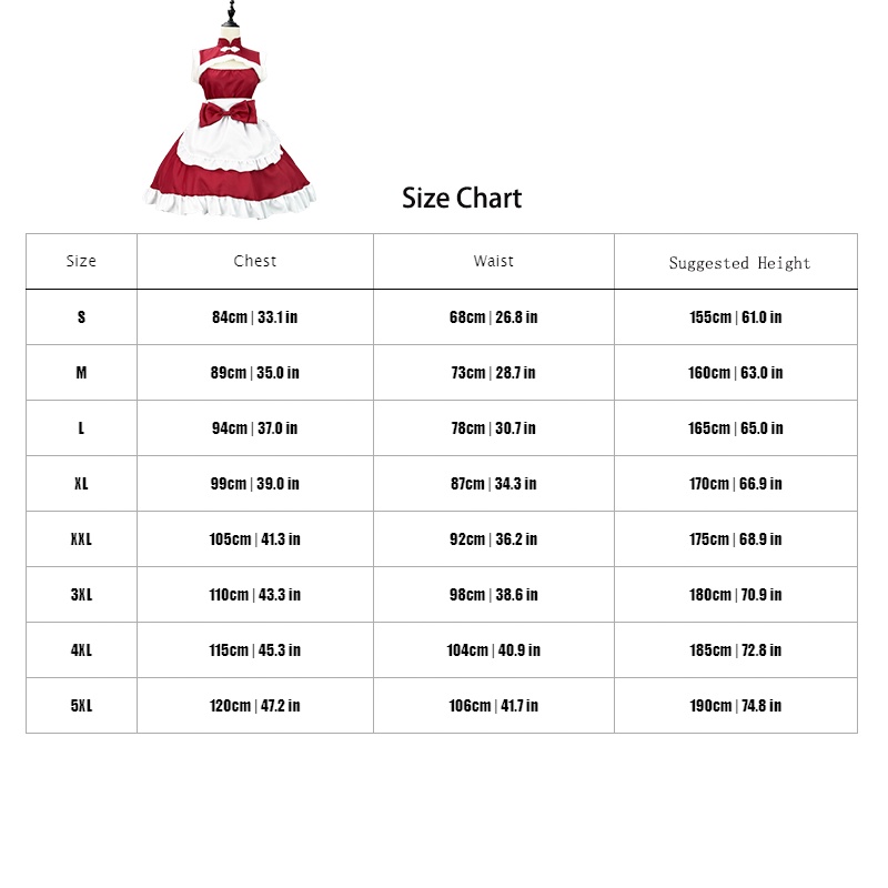 Đầm Hóa Trang Cô Hầu Gái lolita Gợi Cảm Màu Đỏ Rượu Vang 5xl