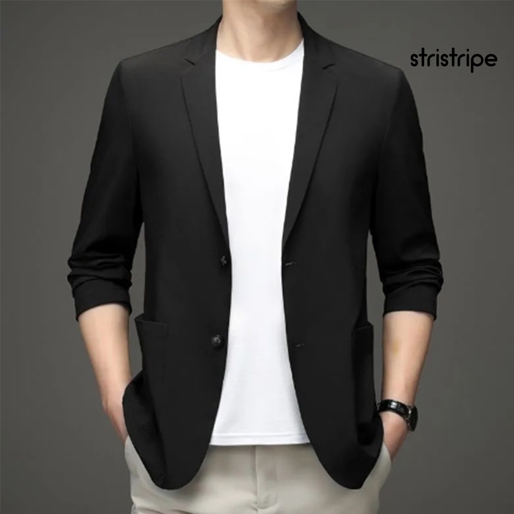 Áo Khoác Vest Tay 3 / 4 Màu Trơn Dáng Ôm Cài Hai Hàng Nút Thời Trang Công Sở Cho Nam