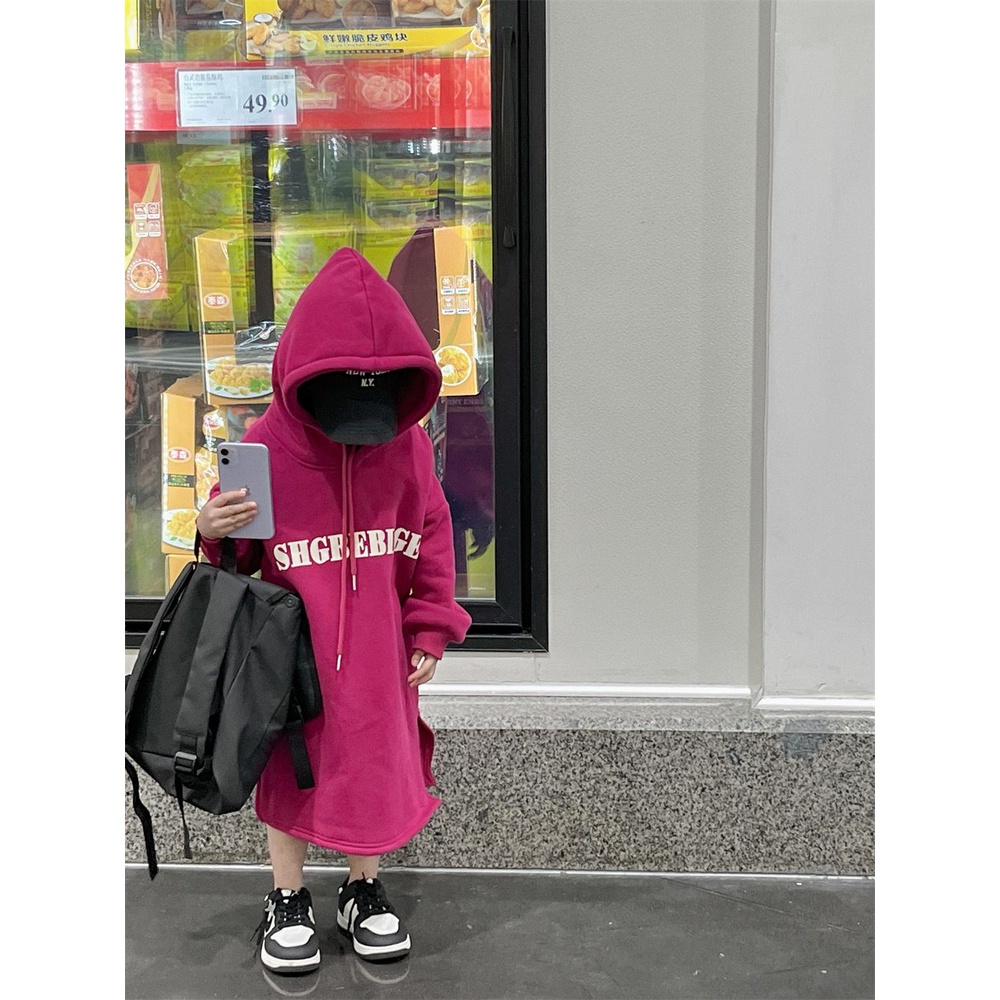 Dễ Thương Đầm Dài Tay Có Mũ Trùm Thời Trang Mùa Thu Đông Hàn Quốc Dành Cho Bé Gái