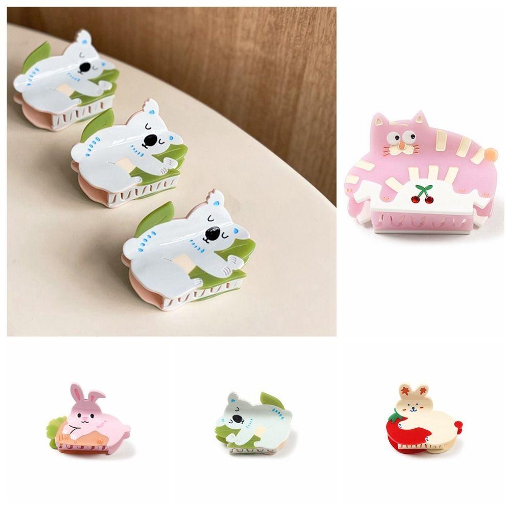 Fuhui Kẹp Tóc acrylic y2k Hình Thú Hoạt Hình Sáng Tạo Cho Nữ