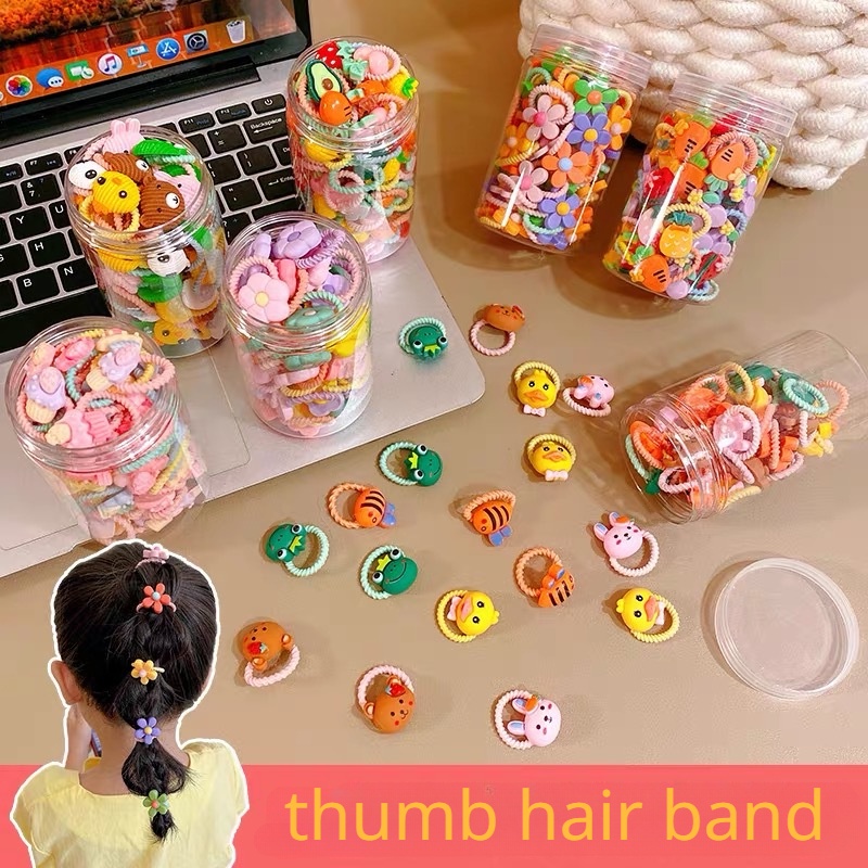 Set 30 Dây Cột Tóc Co Giãn Nhiều Màu Dễ Thương Không Làm Đau Cho Bé