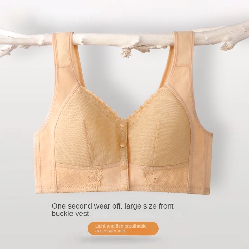 Áo Ngực cotton Mềm Mỏng Cài Khóa Trước Phối Ren Có Gọng Thép Kích Thước 36-58 Thời Trang Cho Nữ