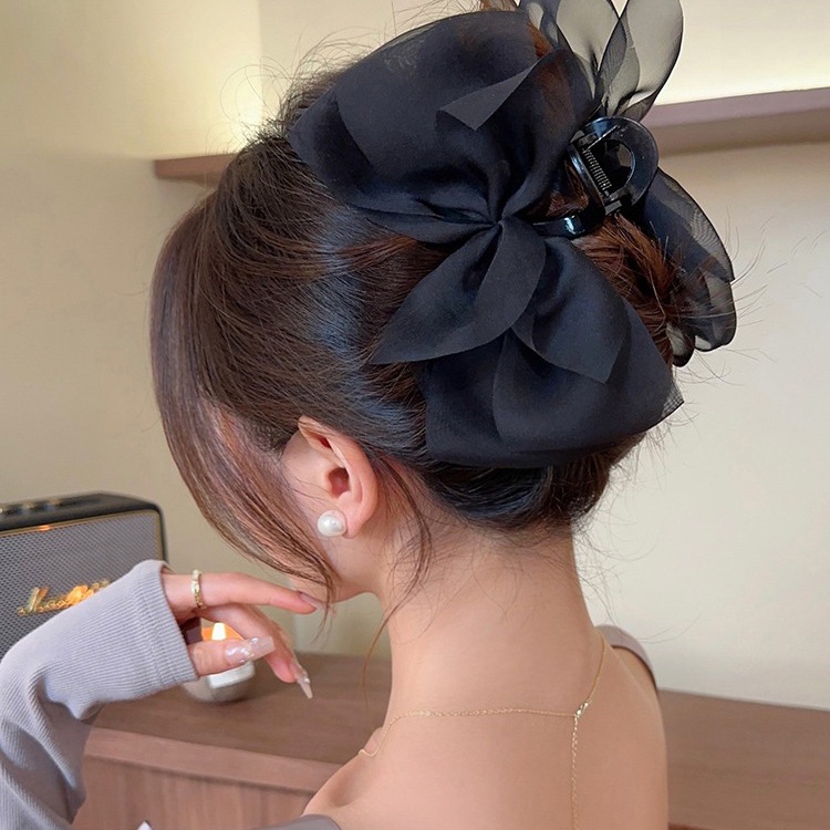 Thời Trang Kẹp Tóc Hình Nơ Vải chiffon Màu Trơn Xinh Xắn Cho Nữ