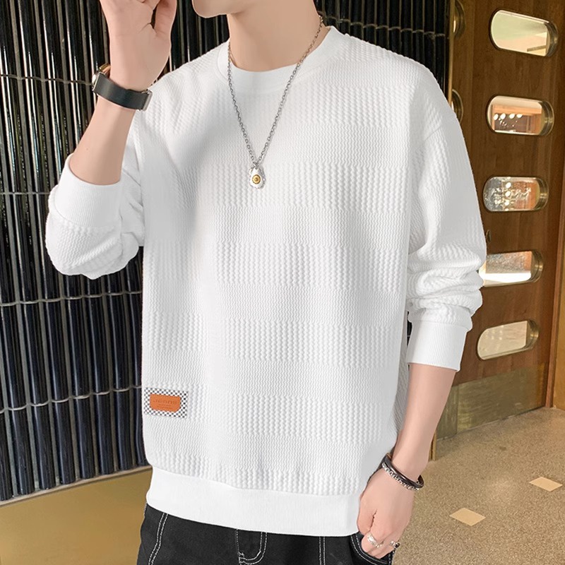 Áo Sweater Tay Dài Cổ Tròn Dáng Rộng Phong Cách Đường Phố Đơn Giản Thời Trang Xuân Thu Cho Nam