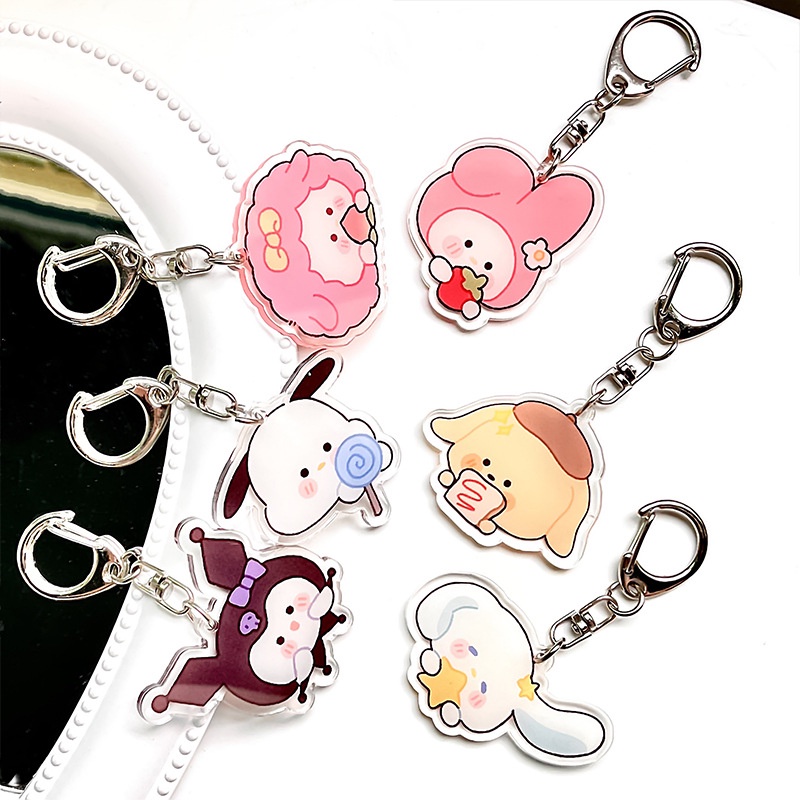 Hoạt Hình Móc Khóa Nhựa acrylic Trong Suốt Hình sanrio kuromi pochacco mymelody hello kitty
