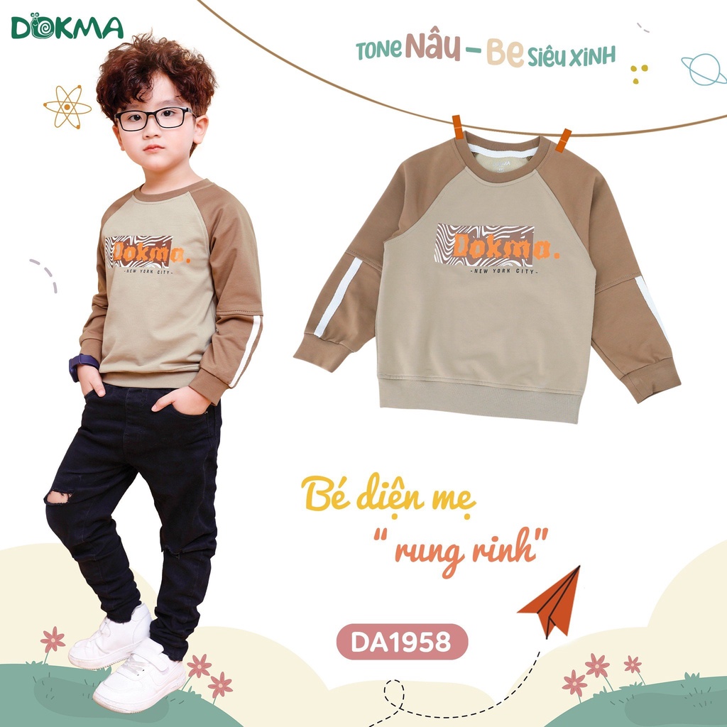 Áo Nỉ Da Cá Dài Tay Bé Trai Dáng Thể Thao Dokma DA1958