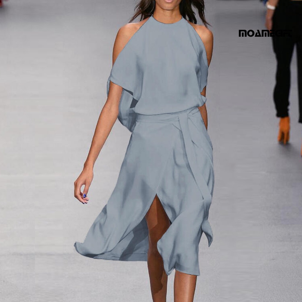 Đầm Dài Dáng Rộng Hở Vai Thanh Lịch Đơn Giản Dành Cho Nữ