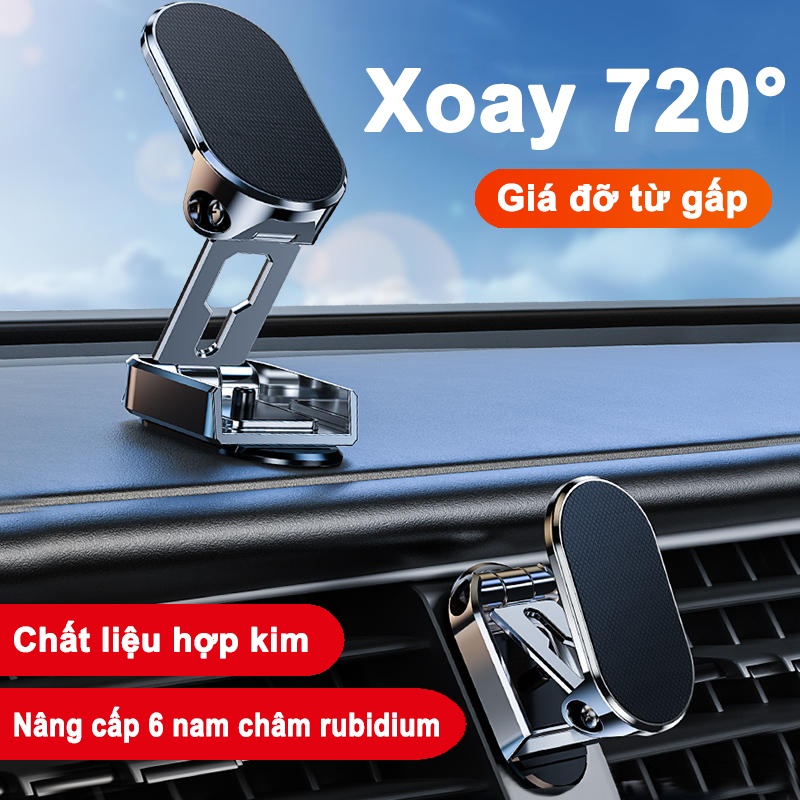 Giá Đỡ Điện Thoại Trên Ô Tô GẬP XOAY 360 Độ Dạng Hít Bằng Nam Châm Siêu Chắc Gắn Vào Mọi Vị Trí Xe Ô Tô