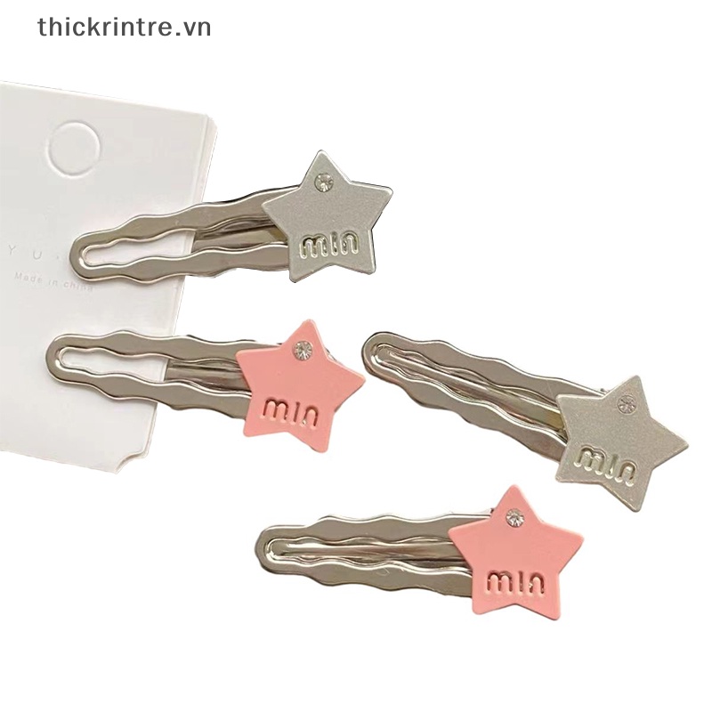 Set 7 Kẹp Tóc Kim Loại Hình Ngôi Sao / Trái Tim Xinh Xắn y2k vn