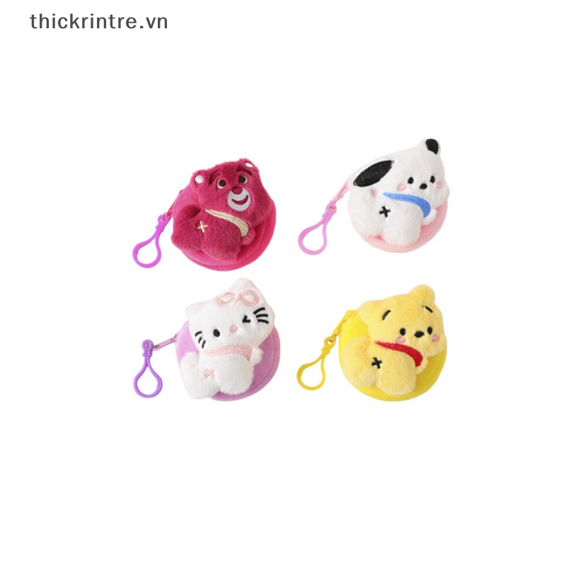Ví Đựng Tiền Xu Hình hello kitty Gấu Dâu Tây Bằng Lông Nhung Dễ Thương Xinh Xắn