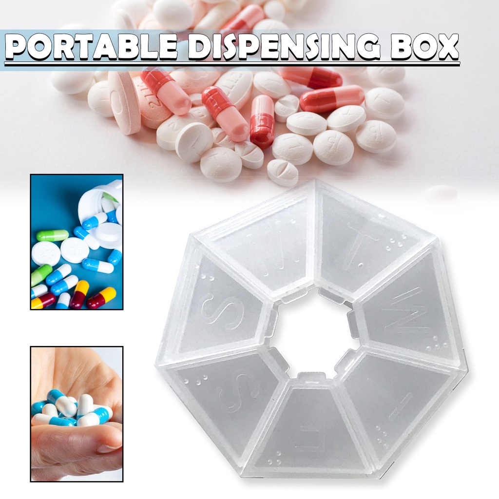 Weekly Pill Organizer Clear 7-Sided Pill Reminder Vitamin Tablet Storage Case