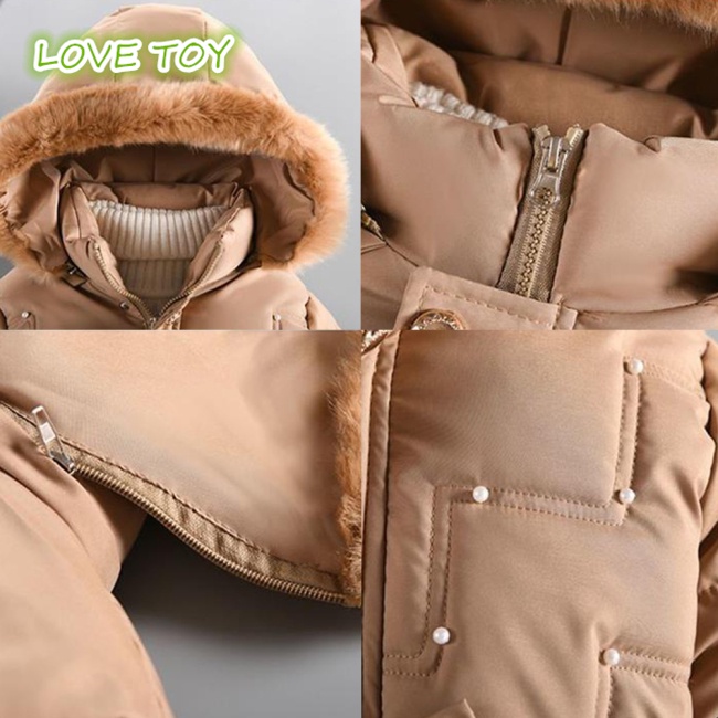 Áo Khoác Phao Dày Dặn Màu Trơn Chống Gió Giữ Ấm Mùa Đông Cho Bé Gái 4-13 Tuổi