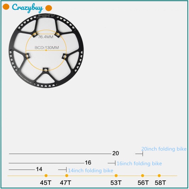 Cr Bánh Xích Xe Đạp 130 bcd 45t 47t 53t 56t 58t a7075 Bằng Hợp Kim Siêu Nhẹ