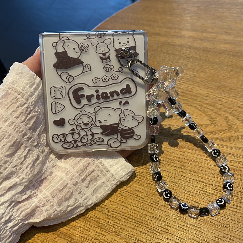 Bao Da Điện Thoại Nắp Lật Vẽ Hình Gấu Pooh / Mèo kitty Cho samsung galaxy z flip 5 4 3 2 1 flip3 flip4 flip5 fold5 z fold 5 4 3 2 5g Vỏ