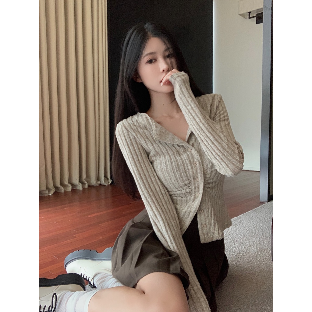 Lisynn Áo cardigan Dệt Kim Tay Dài Thời Trang Mùa Thu Ngọt Ngào Cho Nữ